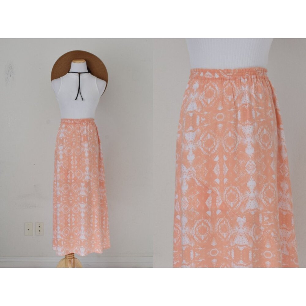Vintage 90s‎ Floral Botanical Rayon Maxi Skirt | 24-28 waist